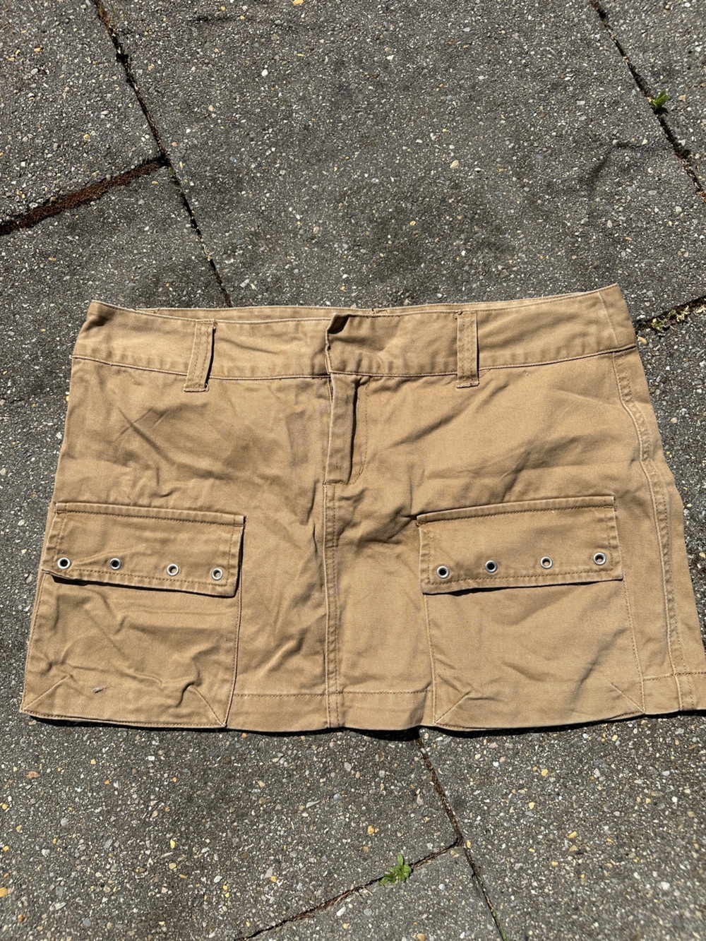 Ghanda Tan Cargo Mini Skirt Utility Metal Detailed Pocket Size 10